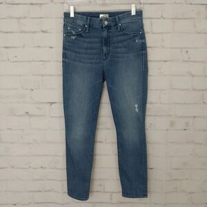 MOTHER The Looker Crop High Rise Medium Wash Blue Jeans 27